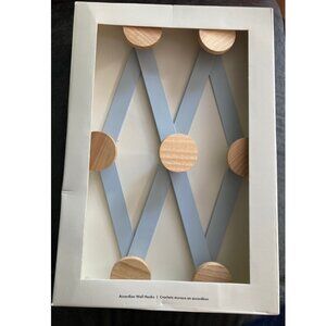 Indigo Wall Hook Mount Design, Metal with Ash Wood Hooks, Expandable, Exclusive